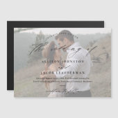Elegant Script Photo Wedding Magnetische Uitnodiging (Voorkant / Achterkant)