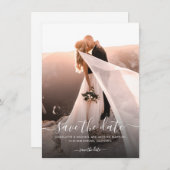 Elegant Script Photo Wedding Save The Date (Voorkant / Achterkant)