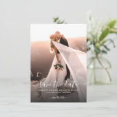 Elegant Script Photo Wedding Save The Date (Staand voorkant)