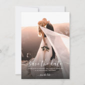 Elegant Script Photo Wedding Save The Date (Voorkant)