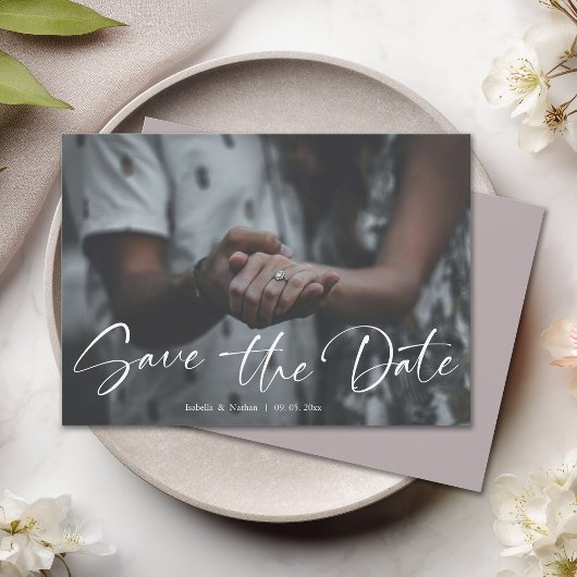 Elegant Script Photo Wedding Save The Date