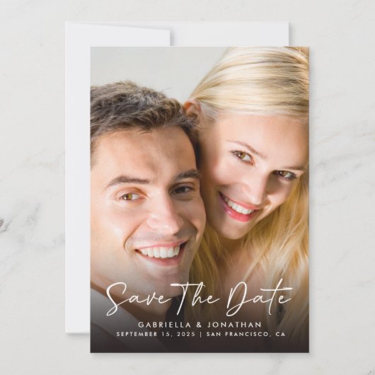 Elegant Script Photo Wedding Save The Date (Voorkant)