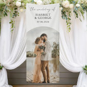 Elegant Script Photo Wedding Spandoek