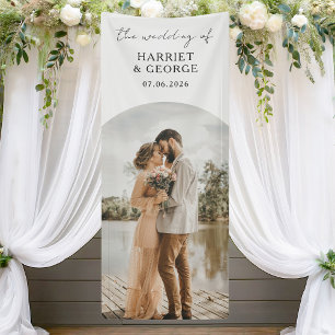 Elegant Script Photo Wedding Spandoek
