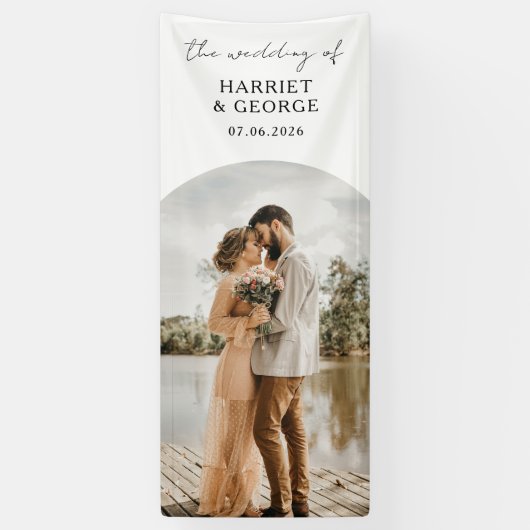 Elegant Script Photo Wedding Spandoek (Verticaal)