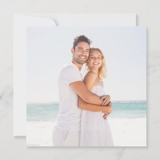 Elegant Script Photo Wedding Square Kaart (Achterkant)