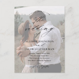 Elegant Script Photo Wedding Uitnodiging Briefkaart