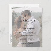 Elegant Script Photo Wedding Uitnodiging Briefkaart (Voorkant / Achterkant)