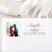 Elegant Script Photo Weduwen Return Address Label (Insitu)