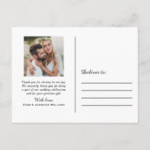 Elegant Script Photo WeduwMonogram Bedankt Briefkaart (Achterkant)