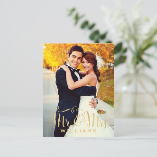 Elegant Script Photo WeduwMonogram Bedankt Briefkaart (Staand voorkant)