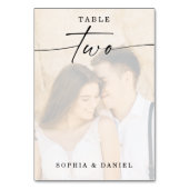 Elegant Script Photo Weduwtabel nummer twee Kaart (Voorkant)