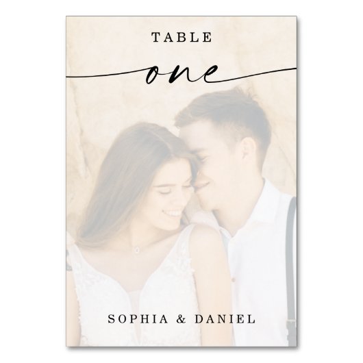 Elegant Script Photo Weduwtable Number One Kaart (Voorkant)