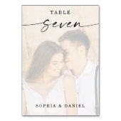 Elegant Script Photo Weduwtable Number Seven Kaart (Achterkant)