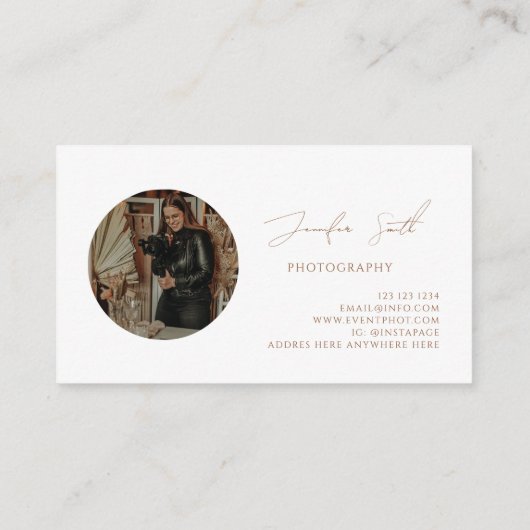 Elegant Script Photography Custom Photo Boho Visitekaartje (Achterkant)