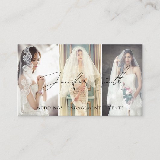 Elegant Script Photography Custom Photo Boho Visitekaartje (Voorkant)