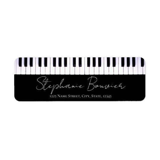 Elegant Script Piano Keyboard Music Teacher Label (Voorkant)