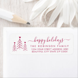 Elegant Script Pine Kerstmis Adres Etiket