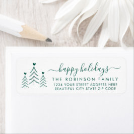 Elegant Script Pine Kerstmis Adres Etiket