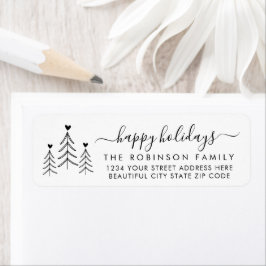 Elegant Script Pine Kerstmis Adres Etiket