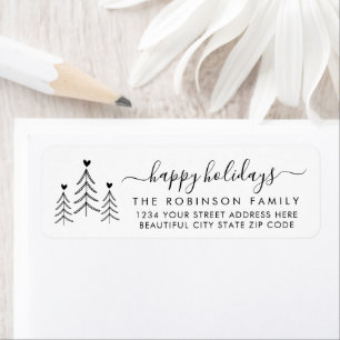 Elegant Script Pine Kerstmis Adres Etiket