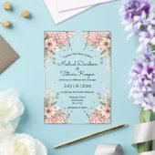 elegant script pink floral minimal chic wedding acryl uitnodigingen (Insitu (Huwelijk))