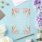 elegant script pink floral minimal wedding acryl uitnodigingen (Insitu (Huwelijk))