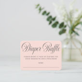 Elegant Script Pink Girl Baby Shower Diaper Raffle Informatiekaartje (Staand voorkant)