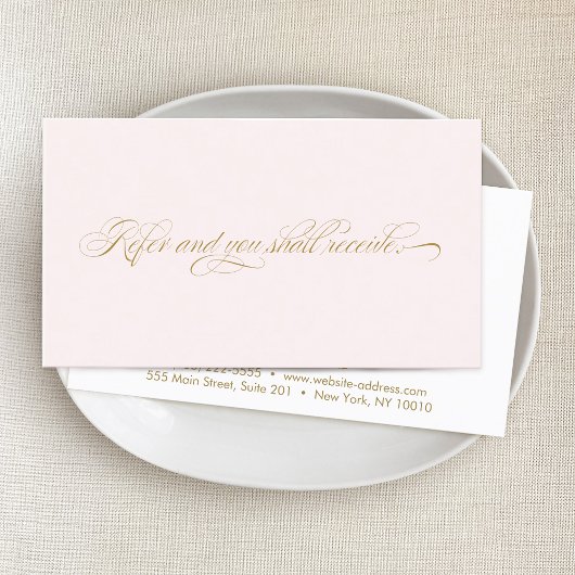 Elegant Script Pink Salon Referral Kaart