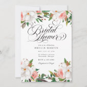 Elegant Script Pink White Floral Bridal Shower Kaart (Voorkant)