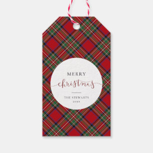 Elegant Script Plaid Stewart Tartan Cadeaulabel