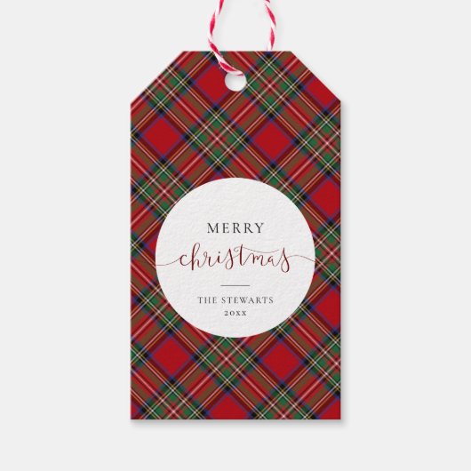 Elegant Script Plaid Stewart Tartan Cadeaulabel (Voorkant)