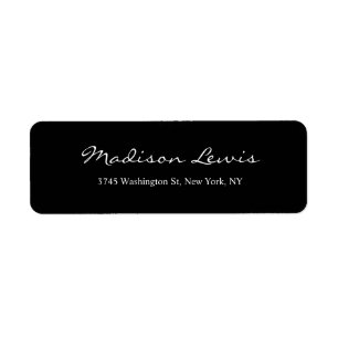 Elegant Script Plain Black Legible Handwrite-tekst Etiket