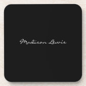 Elegant Script Plain Black Naam Kalligrafie Bier Onderzetter (Voorkant)