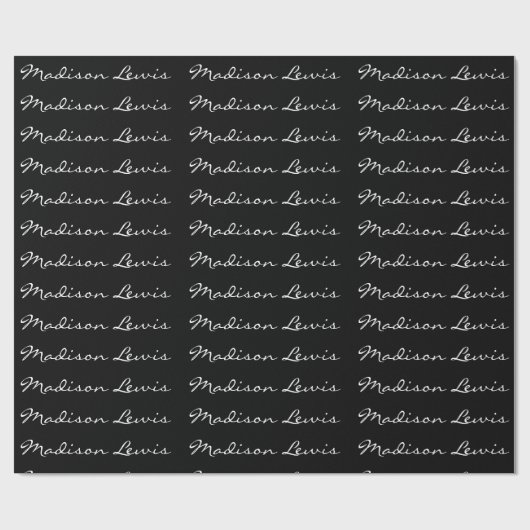 Elegant Script Plain Black Naam Kalligrafie Cadeaupapier (Vlak)
