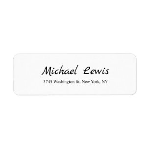 Elegant Script Plain Black & White Minimalist Etiket