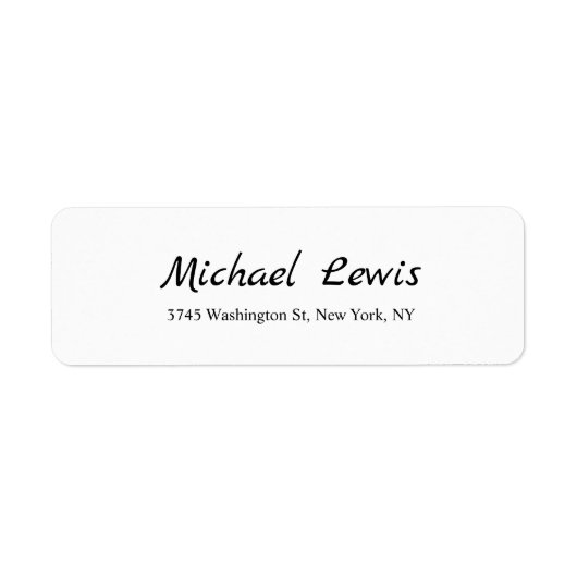 Elegant Script Plain Black & White Minimalist Etiket (Voorkant)