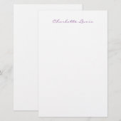 Elegant Script Plain Modern Minimalist Briefpapier (Voorkant / Achterkant)