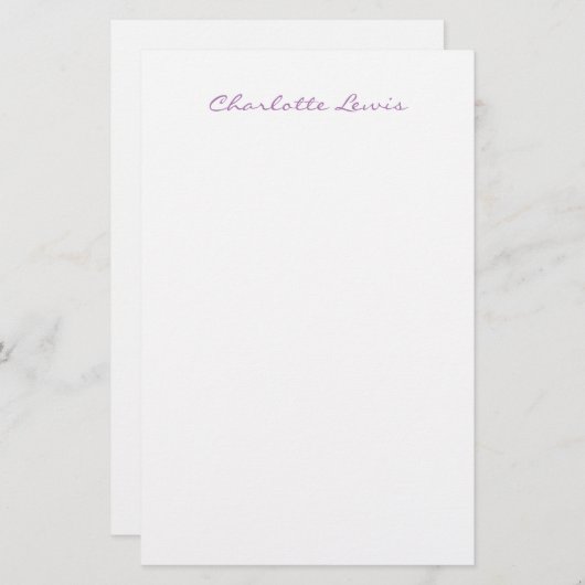 Elegant Script Plain Modern Minimalist Briefpapier (Voorkant / Achterkant)