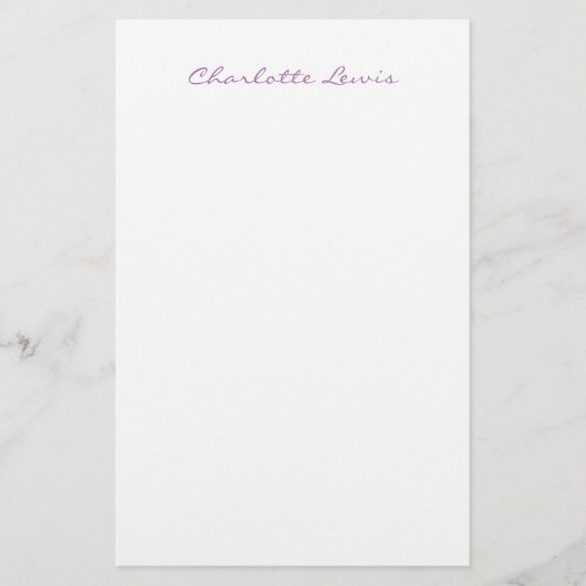 Elegant Script Plain Modern Minimalist Briefpapier (Voorkant)