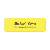 Elegant Script Plain Yellow Minimalist Etiket (Voorkant)