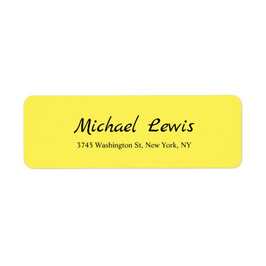 Elegant Script Plain Yellow Minimalist Etiket (Voorkant)