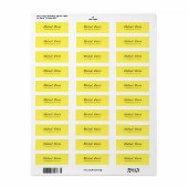 Elegant Script Plain Yellow Minimalist Etiket (Full Sheet)