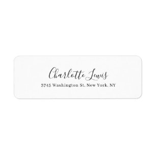 Elegant Script Plain Zwart & Wit Leesbare Tekst Etiket