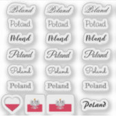 Elegant script Polen & Poolse vlag / naam Set Sticker (Voorkant)