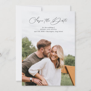 Elegant Script Portret Volledige foto Save The Date