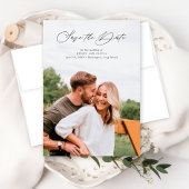 Elegant Script Portret Volledige foto Save The Date