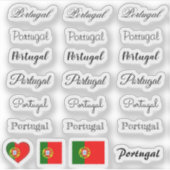Elegant script Portugal en Portugese vlag Sticker (Voorkant)