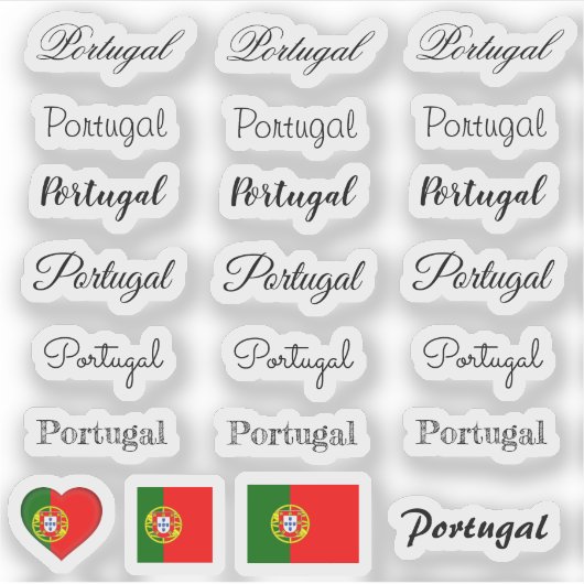 Elegant script Portugal en Portugese vlag Sticker (Voorkant)