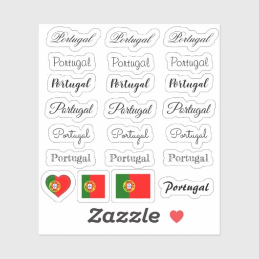 Elegant script Portugal en Portugese vlag Sticker (Vel)